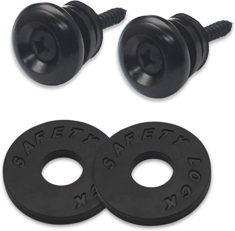 MAXCHEER 2PCS Mushroom Style Guitar Ukulele Bass Strap Lock Lock Metal Music Parts (Black) - Image 1